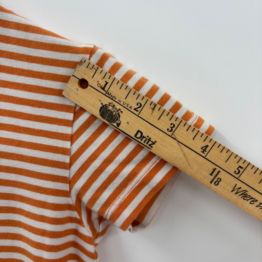 Ralph Lauren Kids Striped Short Sleeve T-Shirt Medium Orange White Pony Logo - Picture 10 of 11